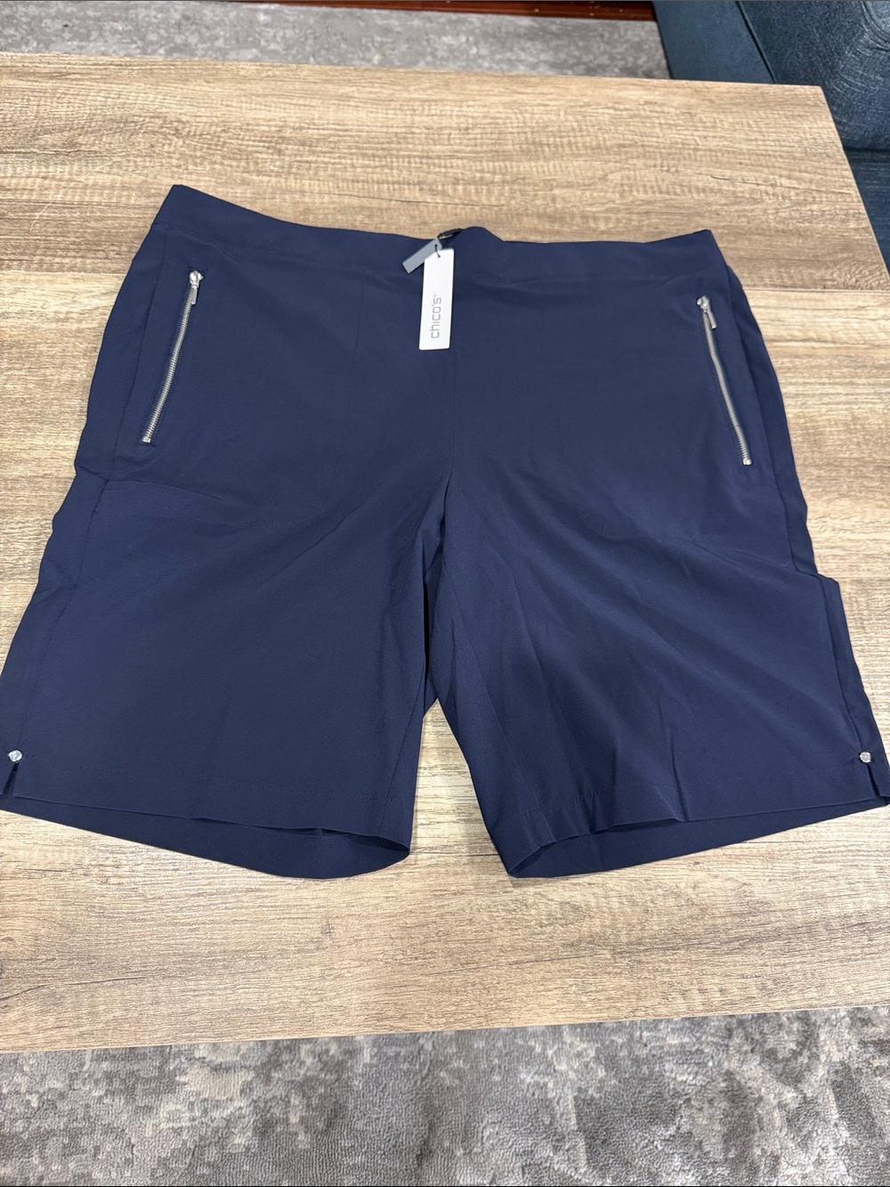 Chico's Men's Navy Athletic Shorts with Zip Pockets